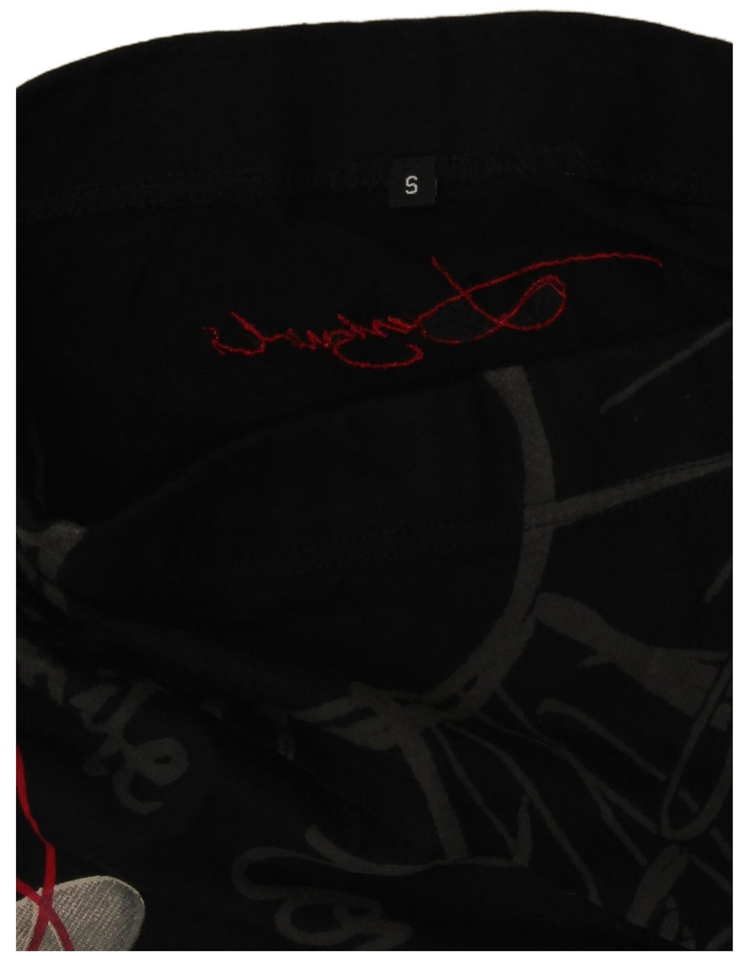 Desigual Womens Graphic A-Line Skirt Small W26  Black Floral