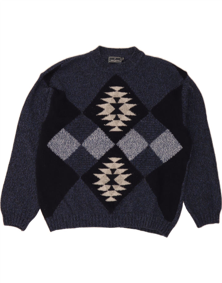 DANIEL HECHTER Mens Crew Neck Jumper Sweater IT 50 Medium Navy Blue Vintage Daniel Hechter and Second-Hand Daniel Hechter from Messina Hembry 
