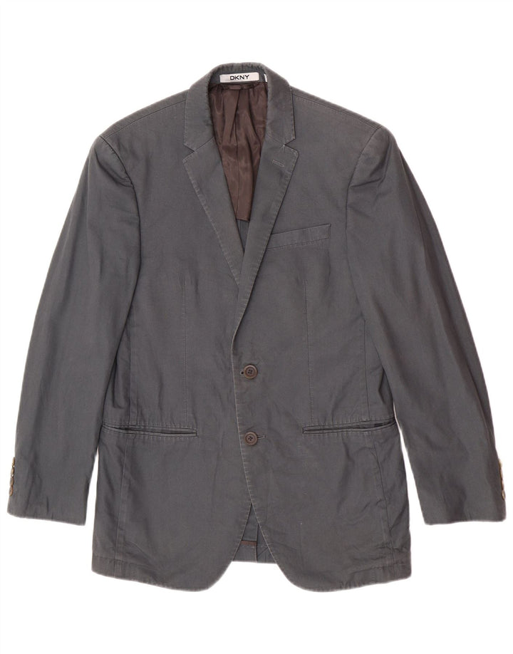 Dkny Mens 2 Button Blazer Jacket UK 36 Small Grey Cotton