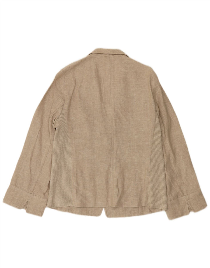 Paolo Tonali Womens 1 Button Blazer Jacket UK 12 Medium Beige Linen