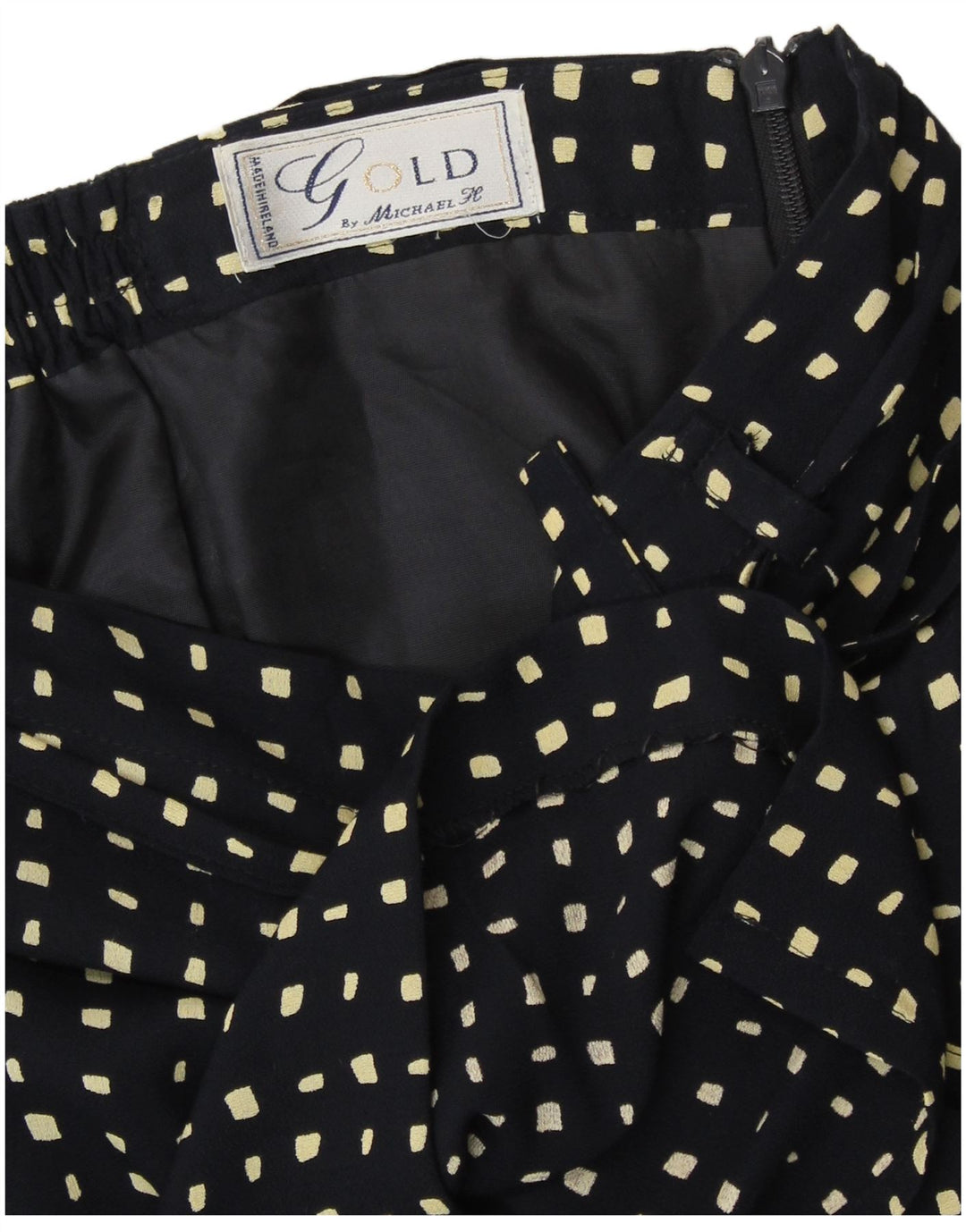MICHAEL H Womens Midi Skirt W34 Large Black Spotted