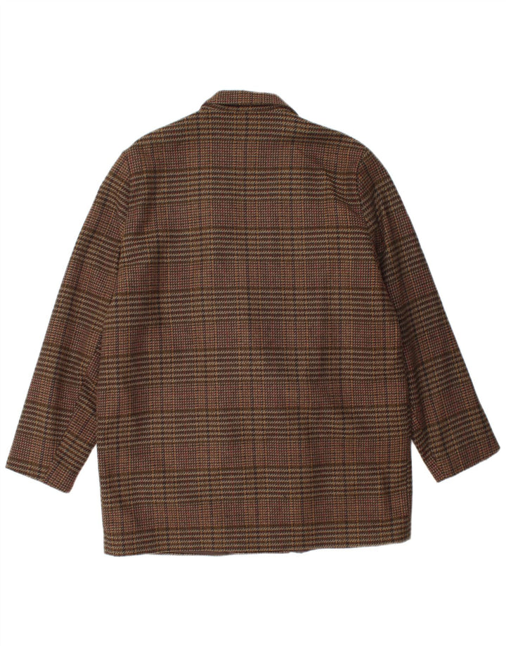 ETAM Womens Double Breasted Blazer Jacket US 16 2XL Brown Check Acrylic