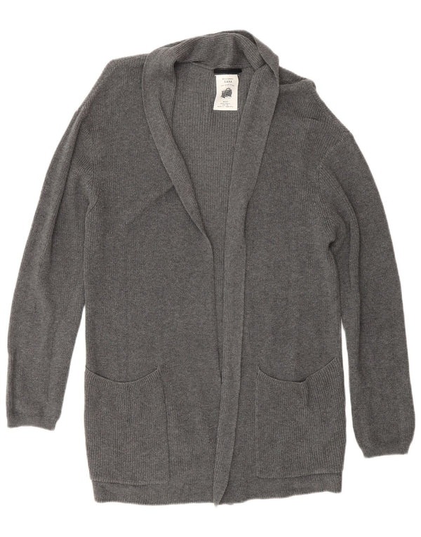 Zara Girls Loose Fit Open Cardigan Sweater 9-10 Years Grey Cotton
