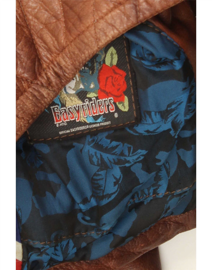 Easyriders Mens Leather Biker Jacket UK 36 Small Brown