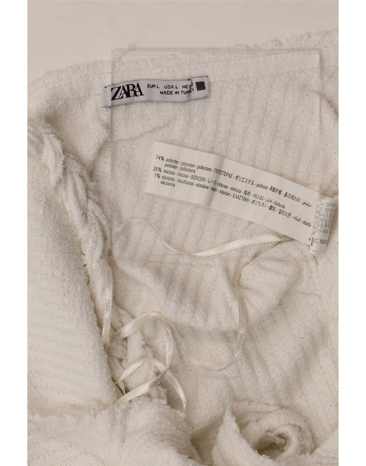 Zara Womens Sleeveless Shift Dress UK 14 Large White Polyester