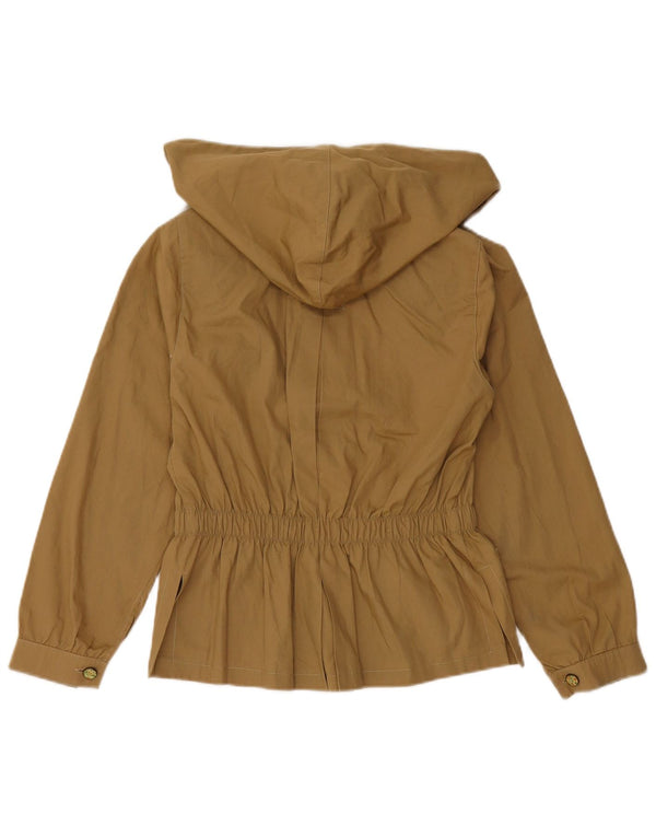 VINTAGE Womens 4 Button Hooded Blazer Jacket Size 6 2XS Brown Cotton