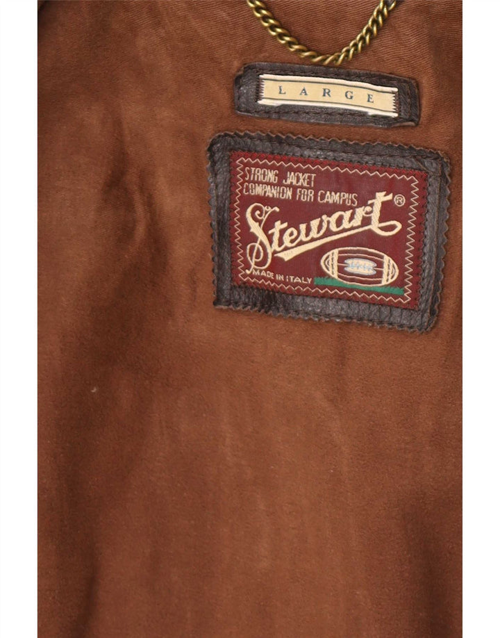Stewart Mens Leather Jacket UK 40 Large Brown