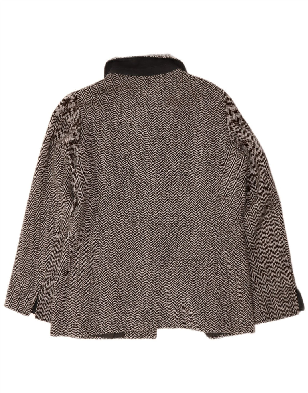 SARA GLENZER Womens 4 Button Blazer Jacket EU 46 XL Grey Herringbone Wool