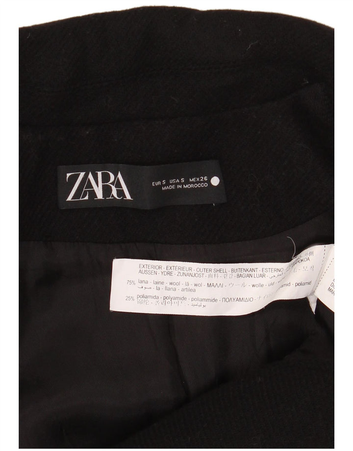Zara Womens Overcoat UK 10 Small Black Wool