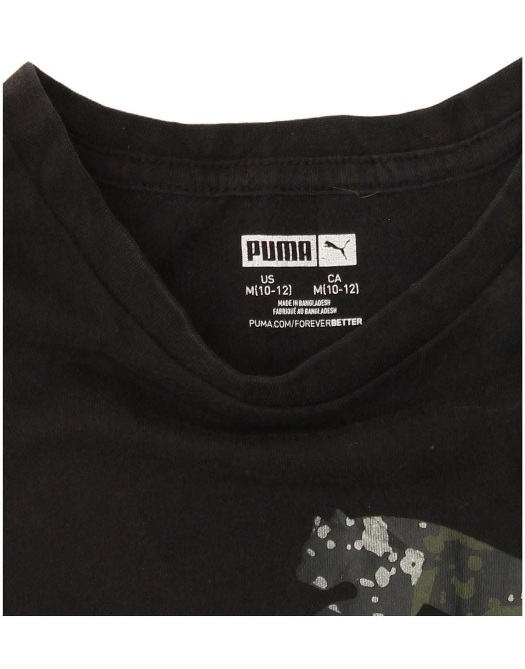 PUMA Girls Graphic T-Shirt Top 10-11 Years Medium Black