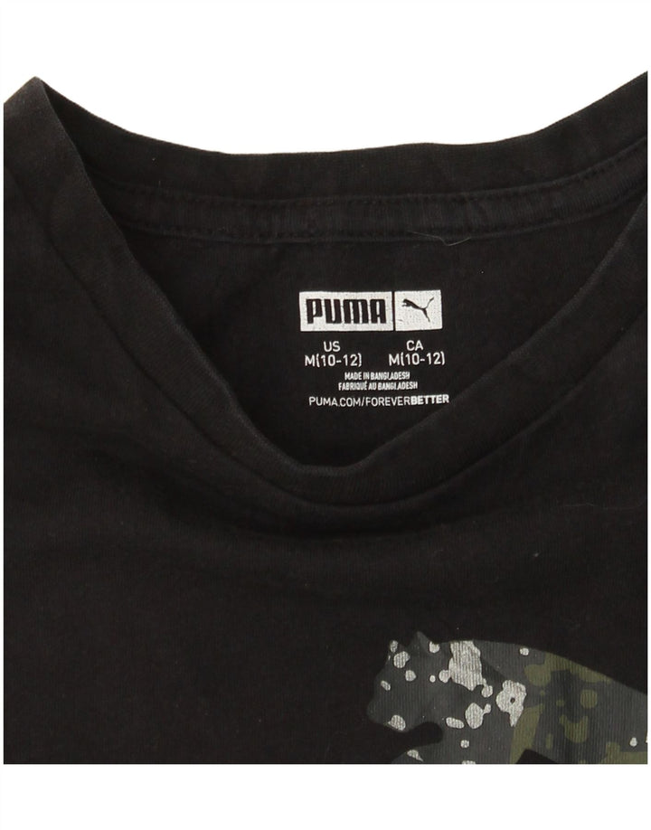 PUMA Girls Graphic T-Shirt Top 10-11 Years Medium Black