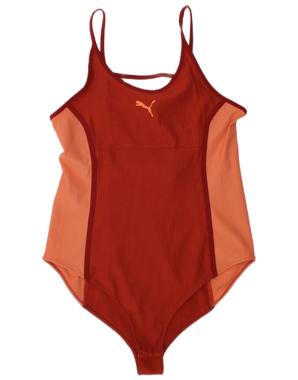 Puma Womens Swimwear Medium Orange Colourblock Polyester Sports