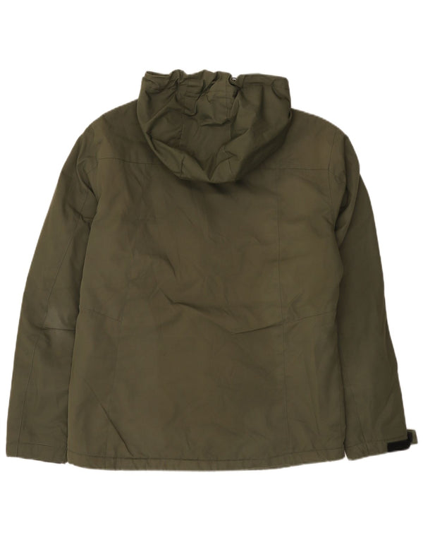Jack & Jones Mens Hooded Windbreaker Jacket UK 40 Large Khaki Colourblock