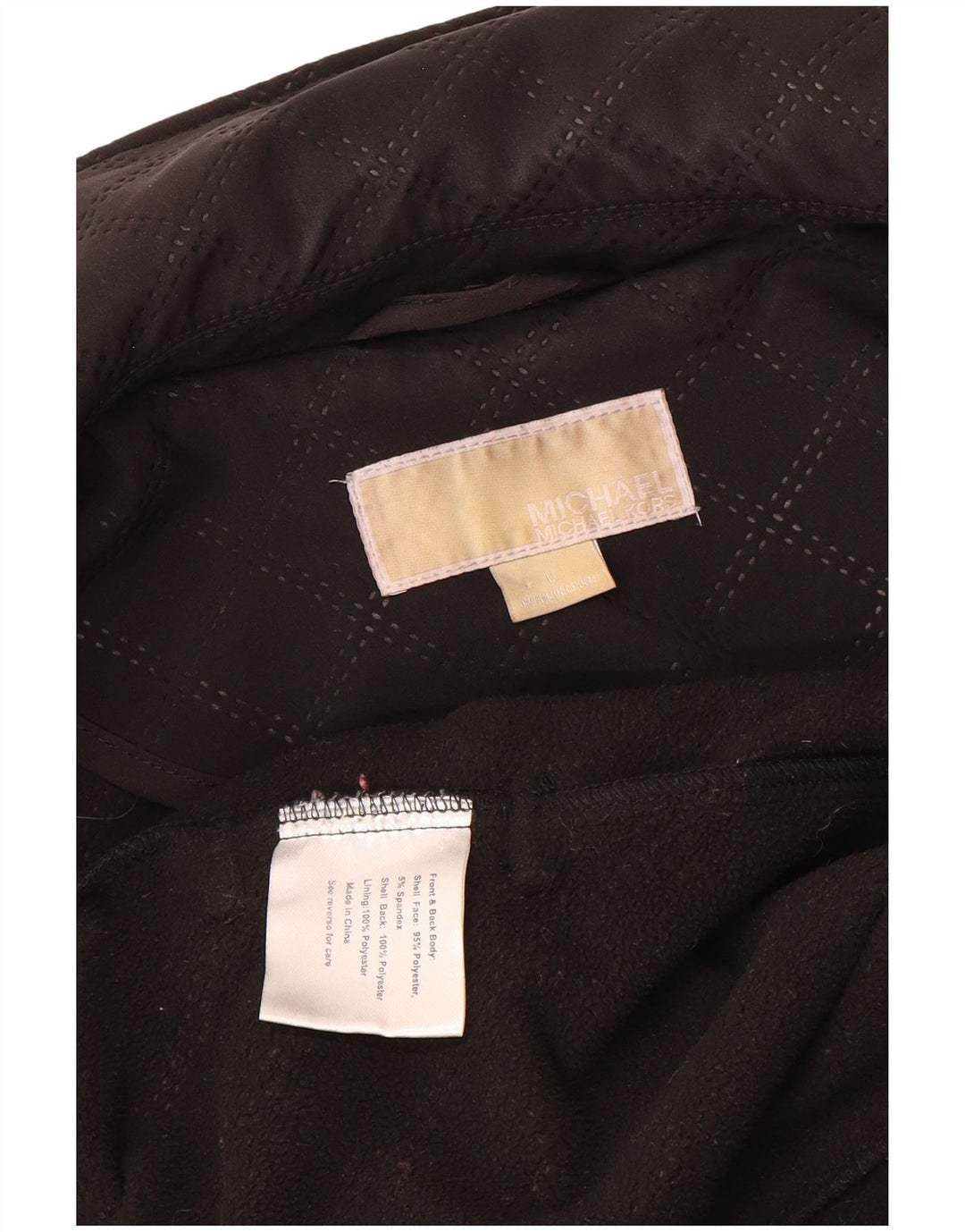 MICHAEL KORS Womens Quilted Jacket UK 16 Large Black Argyle/Diamond