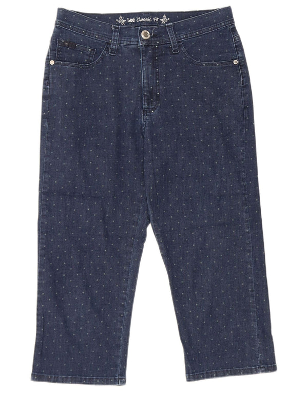 LEE Womens Classic Fit Capri Jeans US 6 Medium W28 L19 Navy Blue Spotted