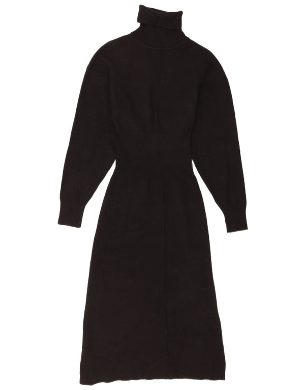 Zara Womens Long Sleeve Jumper Dress UK 8 Small Black Viscose