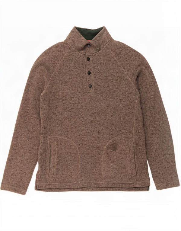 John Lewis Mens Button Neck Sweatshirt Jumper Large Grey Flecked Polyester