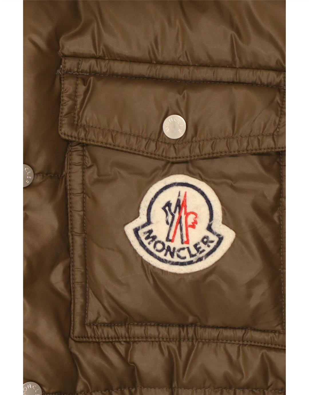 Moncler Mens Graphic Hooded Padded Jacket Size 5 2XL Khaki Polyamide