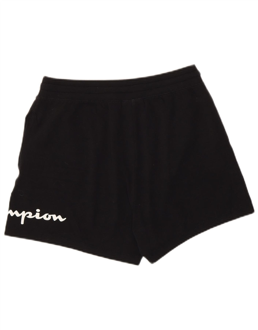 Champion Womens Graphic Sport Shorts UK 12 Medium Black Cotton