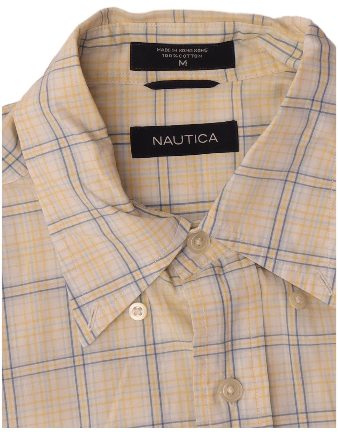 Nautica Mens Shirt Medium Yellow Check Cotton