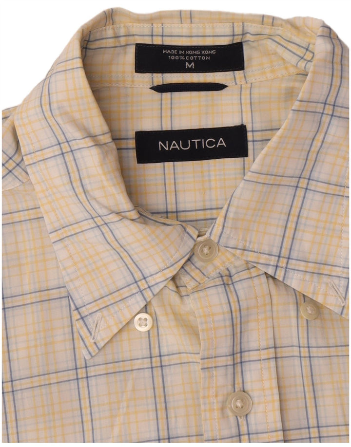 Nautica Mens Shirt Medium Yellow Check Cotton