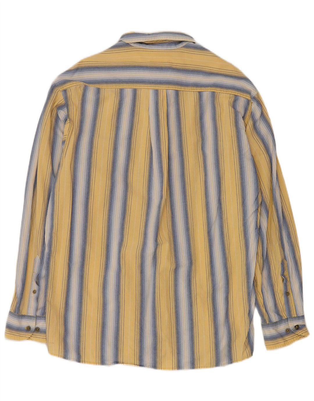 VINTAGE Mens Shirt Large Yellow Striped Cotton