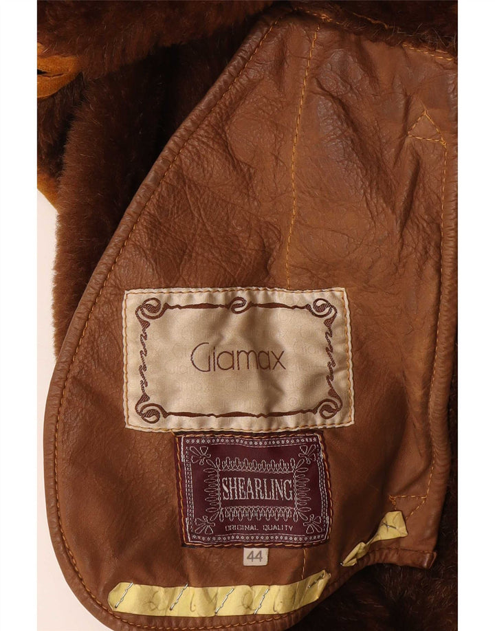 Giamax Womens Oversized Shearling Coat IT 44 Medium Beige