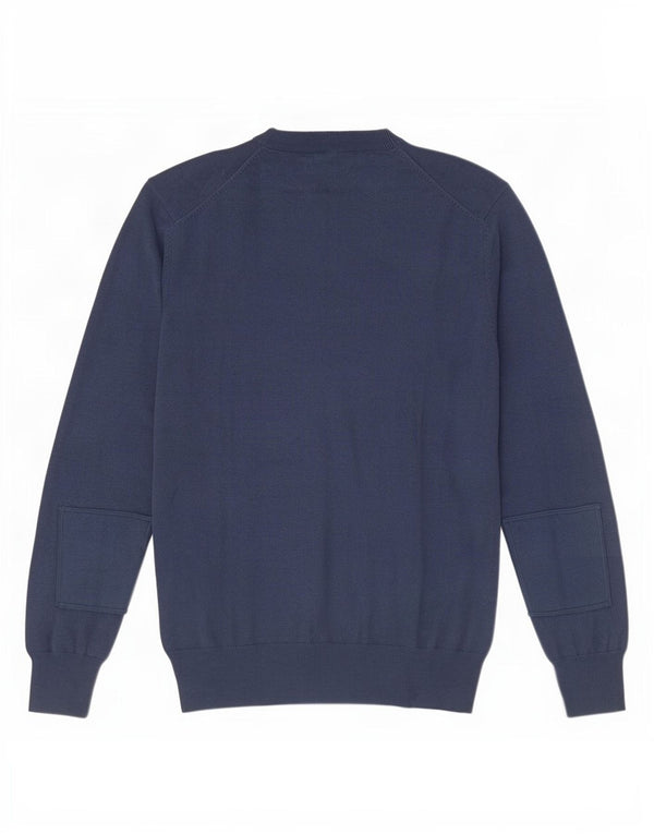 Avirex Mens V-Neck Jumper Sweater Large Blue Cotton
