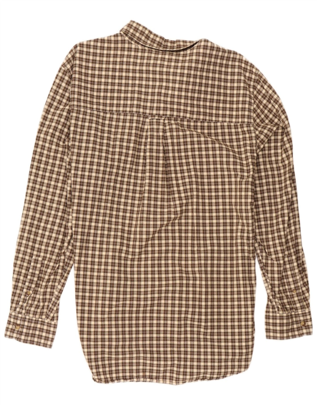 Chaps Mens Shirt Large Brown Check Cotton