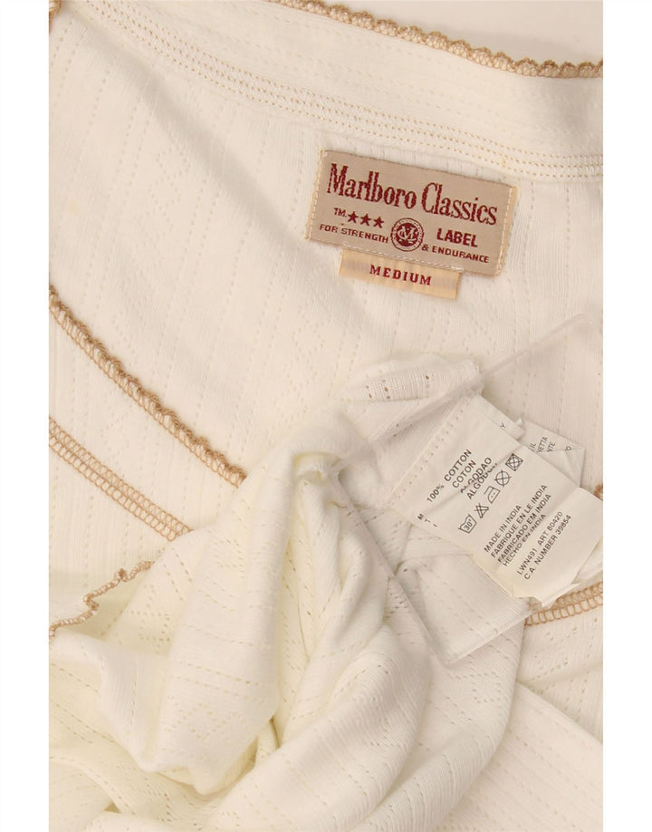 Marlboro Classics Womens T-Shirt Top UK 12 Medium Off White Cotton
