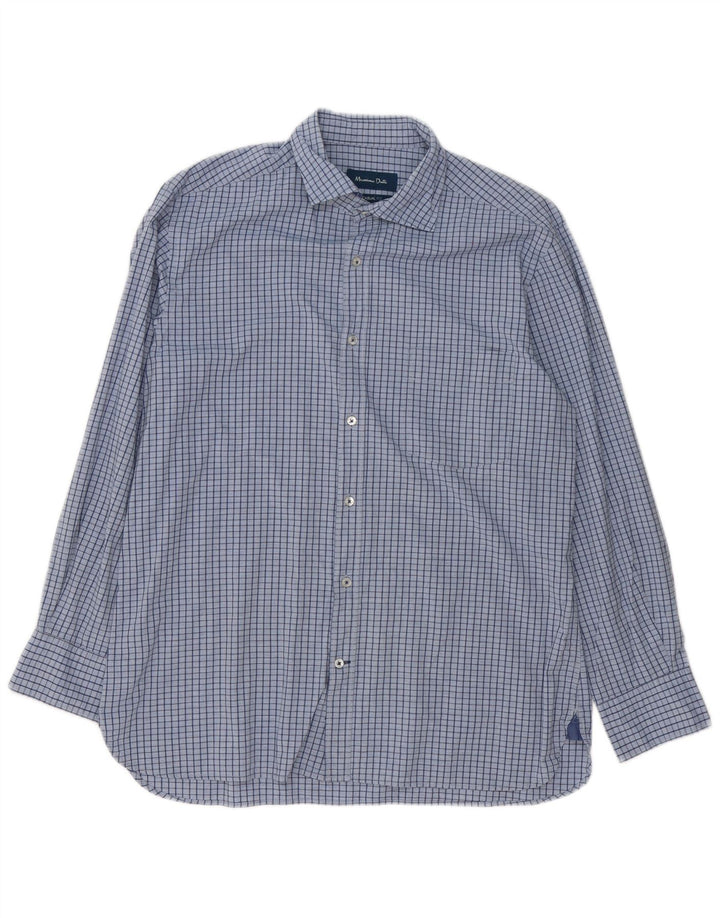Massimo Dutti Mens Casual Fit Shirt Large Blue Check Cotton