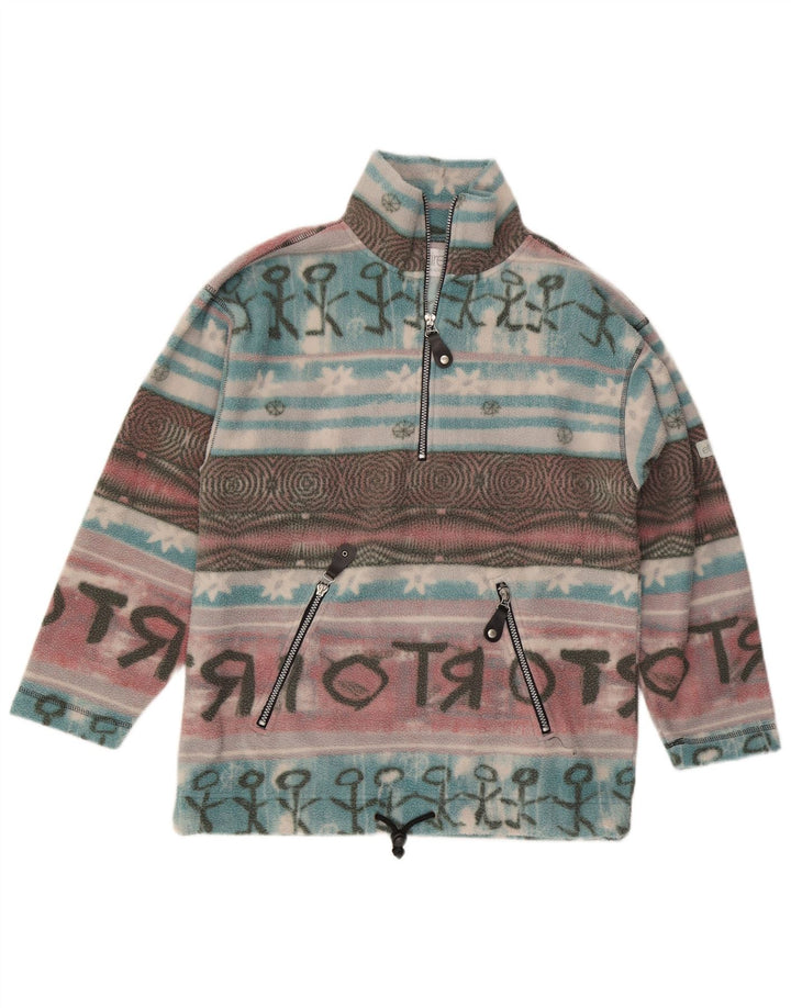 Etirel Mens Graphic Zip Neck Fleece Jumper Small Multicoloured Fair Isle