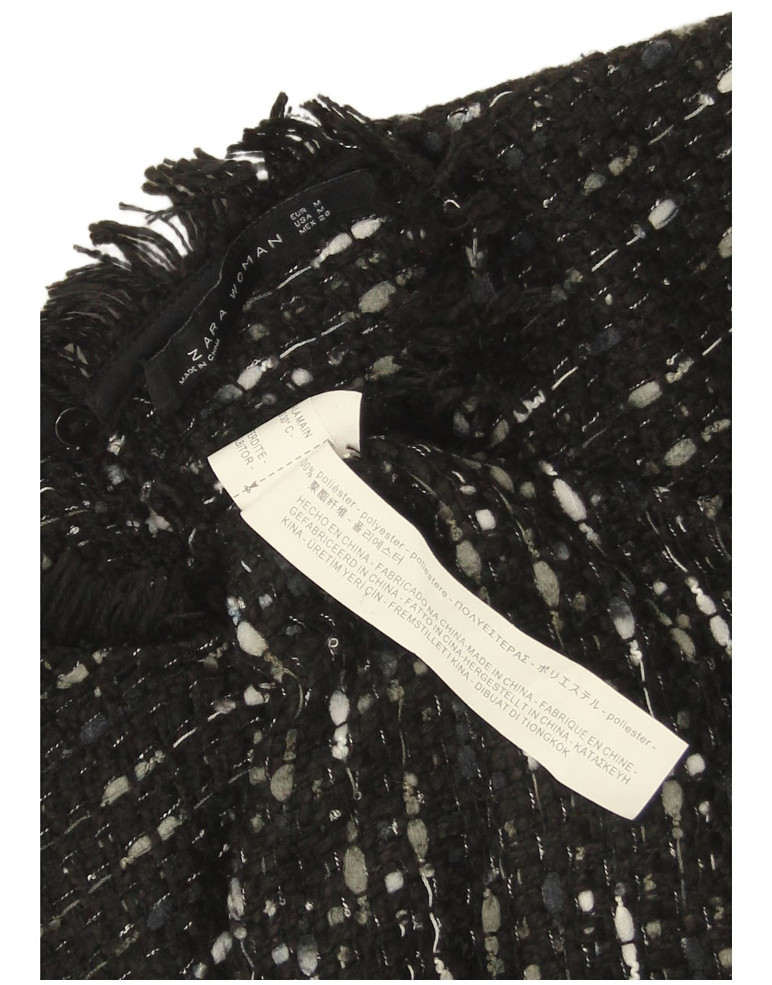 Zara Womens A-Line Dress UK 12 Medium Black Flecked Polyester