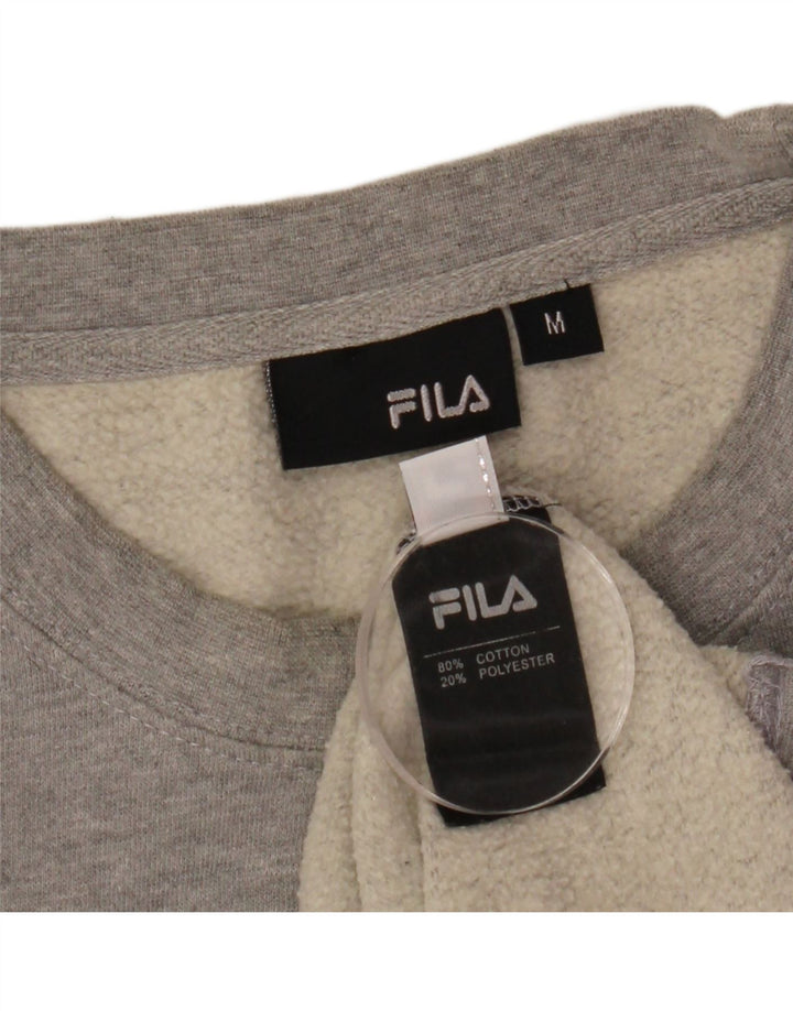FILA Womens Graphic Oversized Sweatshirt Jumper UK 14 Medium Grey Flecked