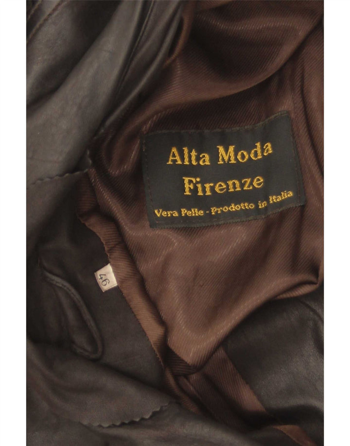 Alta Moda Firenze Womens Leather Jacket IT 46 Large Brown Leather