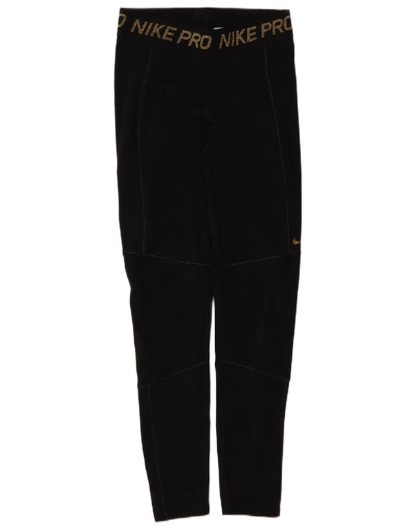 Nike Womens Dri Fit Graphic Leggings UK 12 Medium Black