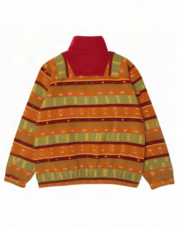 Vintage Mens Zip Neck Fleece Jumper XL Multicoloured Geometric