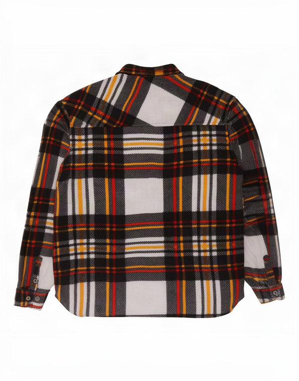 Vintage Mens Fleece Shirt Large Multicoloured Plaid Polyester