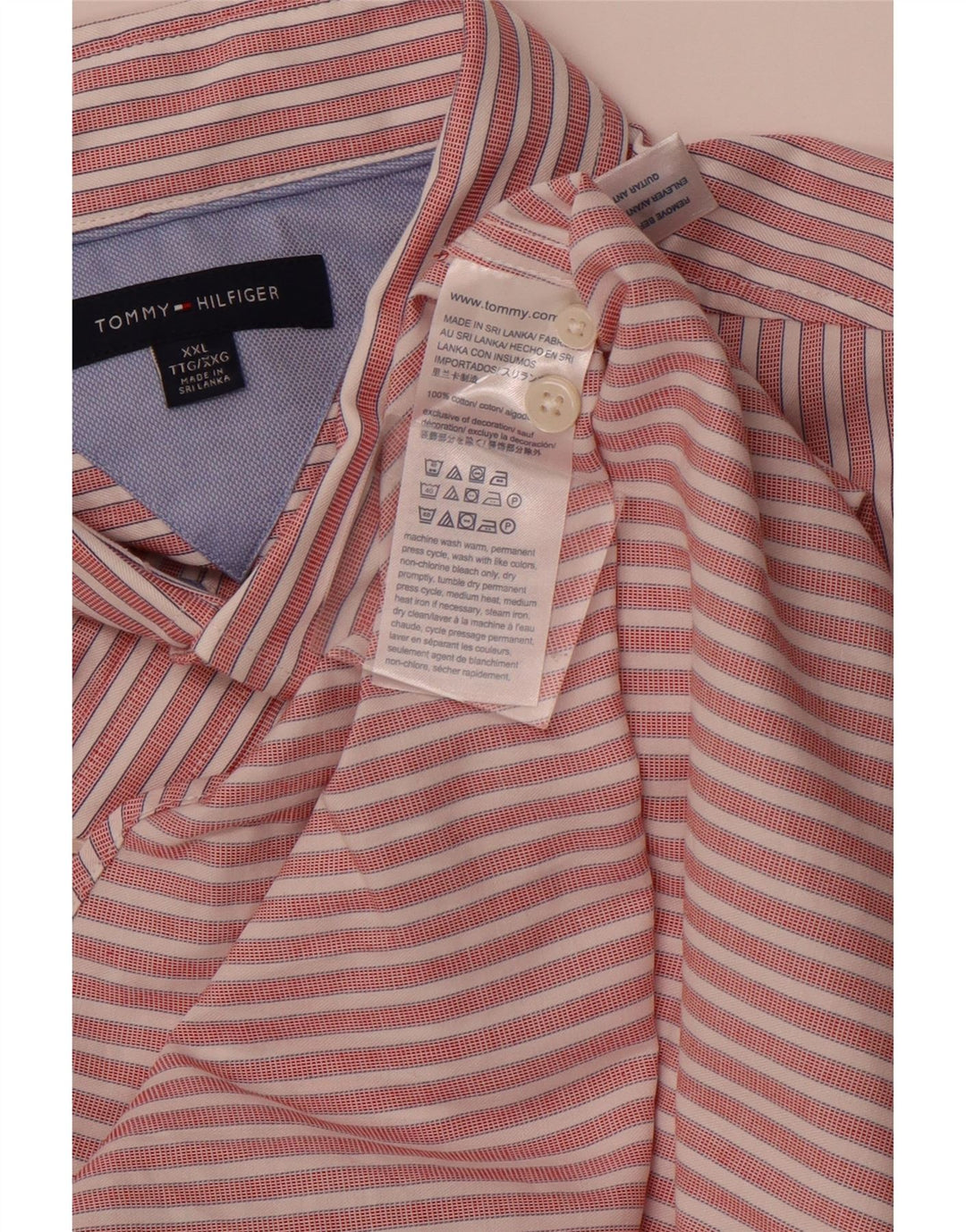 Tommy Hilfiger Mens Shirt 2XL Red Striped Cotton
