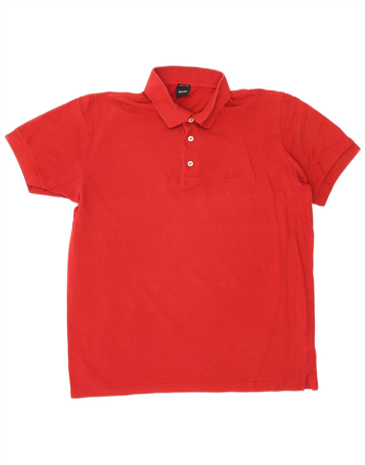 Hugo Boss Mens Polo Shirt Medium Red Cotton