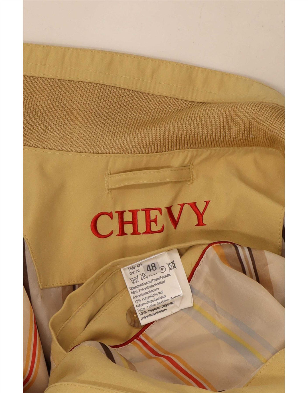 Chevy Mens Bomber Jacket IT 48 Medium Yellow Polyester