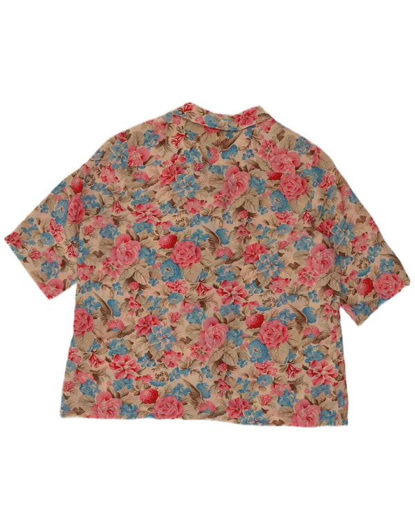 Vintage Womens Short Sleeve Shirt Blouse IT 48 XL Multicoloured Floral Silk