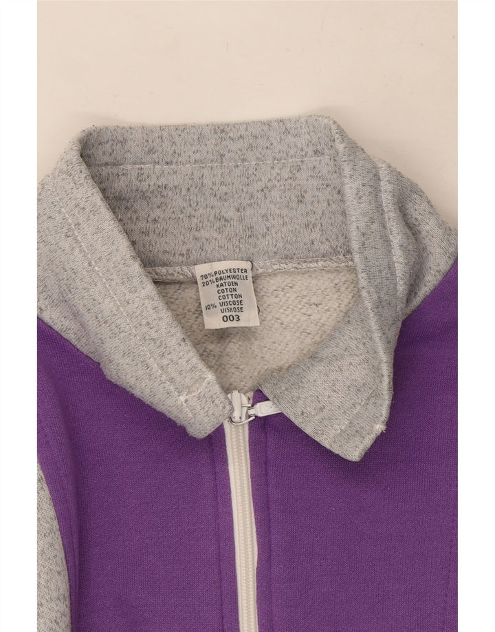 Vintage Womens Tracksuit Top Jacket UK 12 Medium Grey Colourblock Polyester