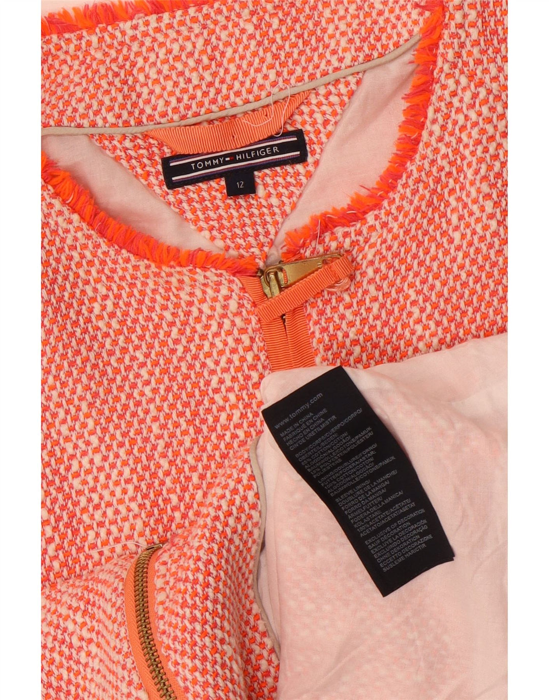 Tommy Hilfiger Womens Crop Blazer Jacket US 12 Large Orange Cotton