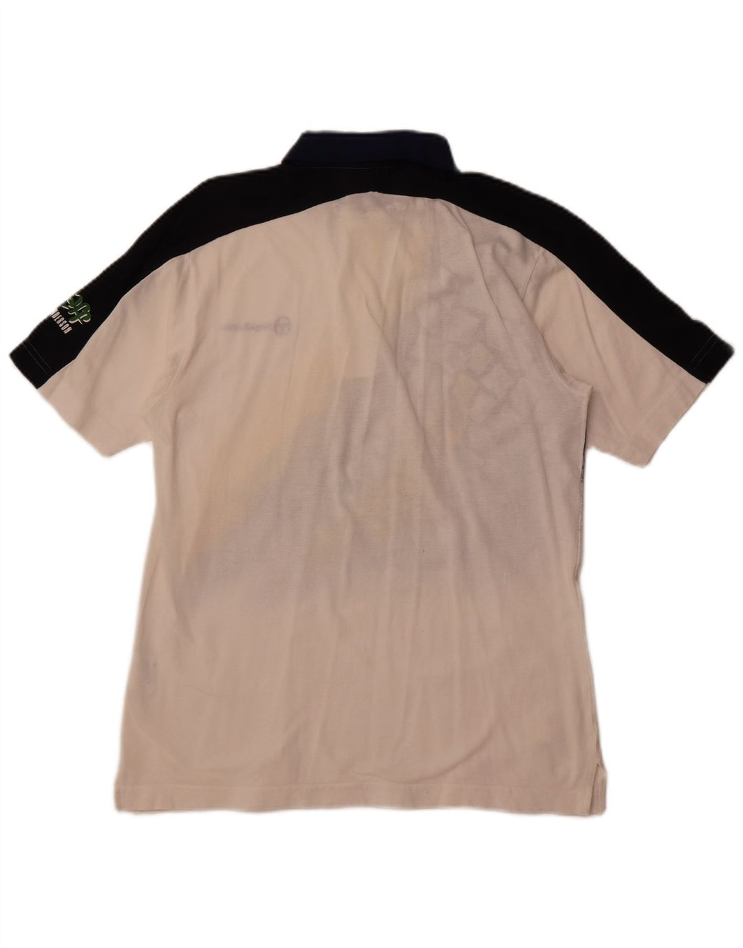 SERGIO TACCHINI Mens Graphic Polo Shirt Small White Colourblock Cotton