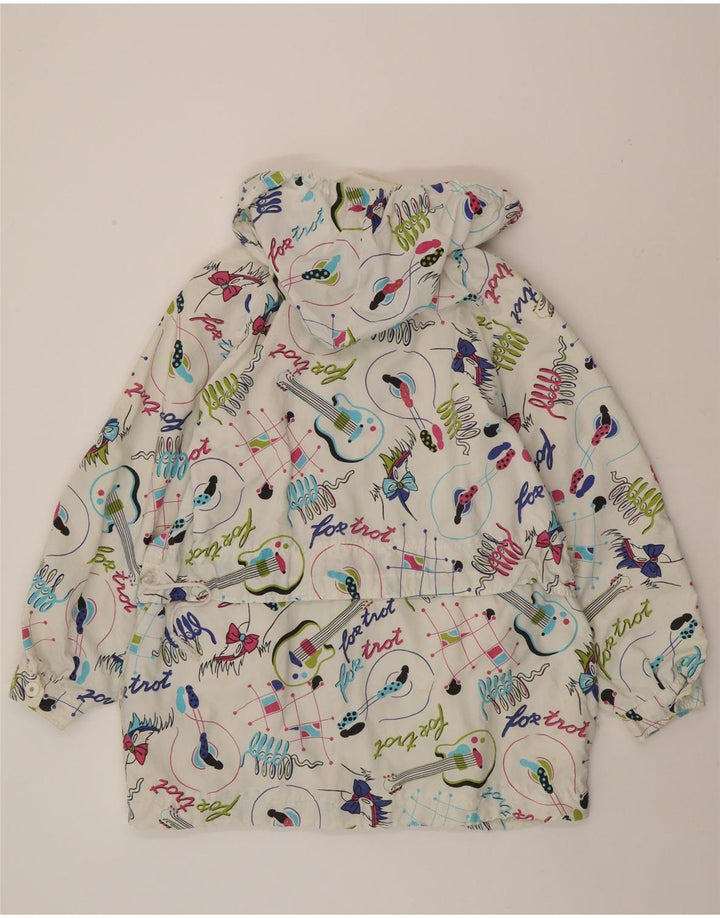 VINTAGE Womens Abstract Pattern Hooded Rain Jacket UK 22 3XL White Vintage Vintage and Second-Hand Vintage from Messina Hembry 