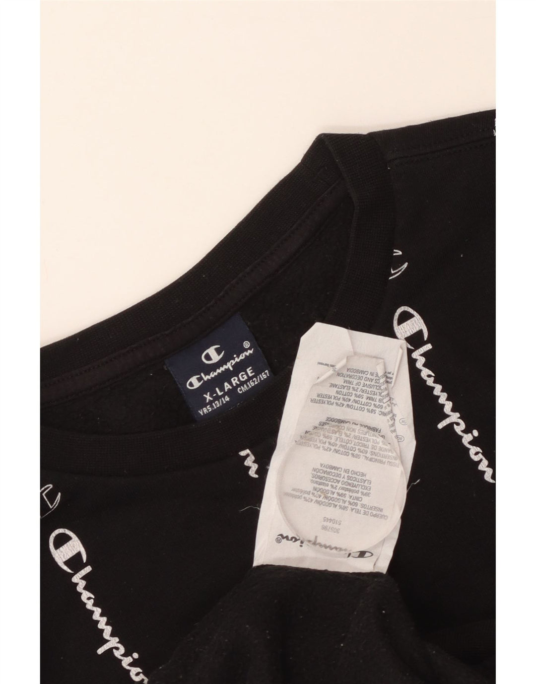 Champion Boys Graphic Sweatshirt Jumper 13-14 Years XL Black Cotton