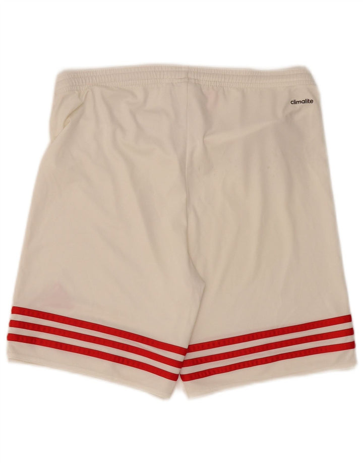 ADIDAS Boys Climalite Sport Shorts 13-14 Years XL Off White Polyester
