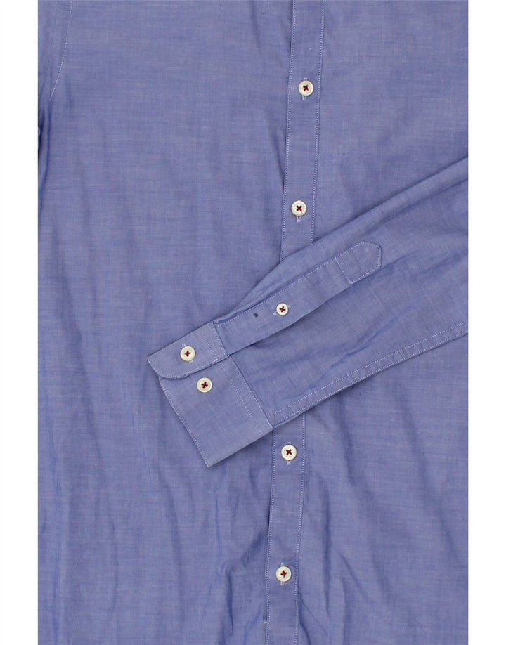 JACK & JONES Mens Tailored Fit Shirt Small Blue Cotton Vintage Jack & Jones and Second-Hand Jack & Jones from Messina Hembry 