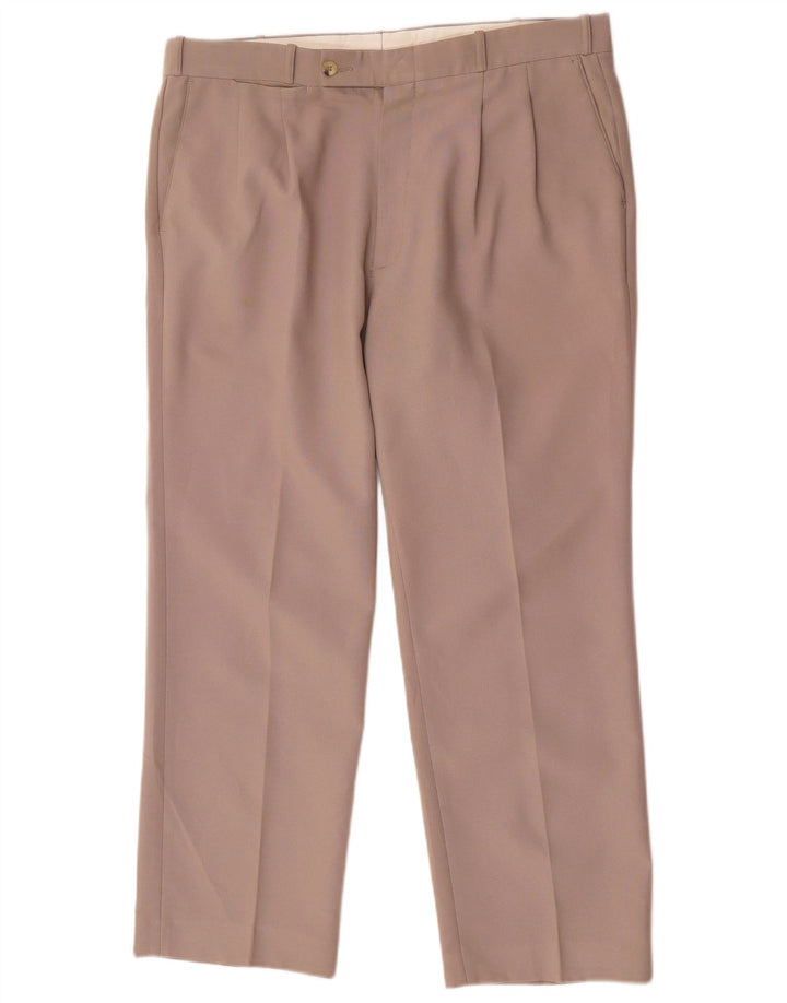 Farah Mens Pegged Suit Trousers W36 L28 Brown Polyester